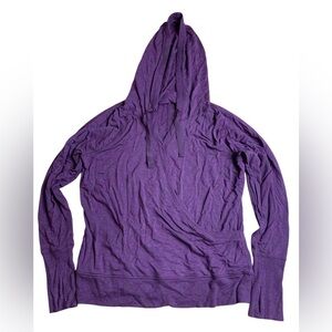 Athleta Purana Wrap Hoodie Purple/Maroon Surplice Sweatshirt Large
